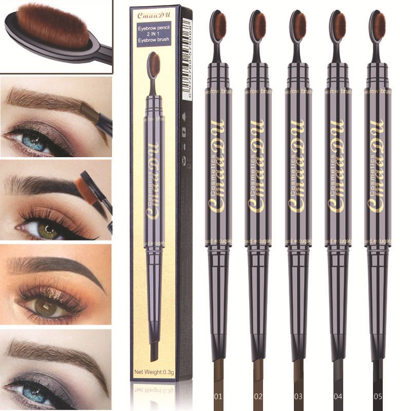 NEW ITEM! COD! CMAADU Eyebrow Pensil Alis Pencil 2 IN 1 Eyebrow dan Brush 2 Sisi