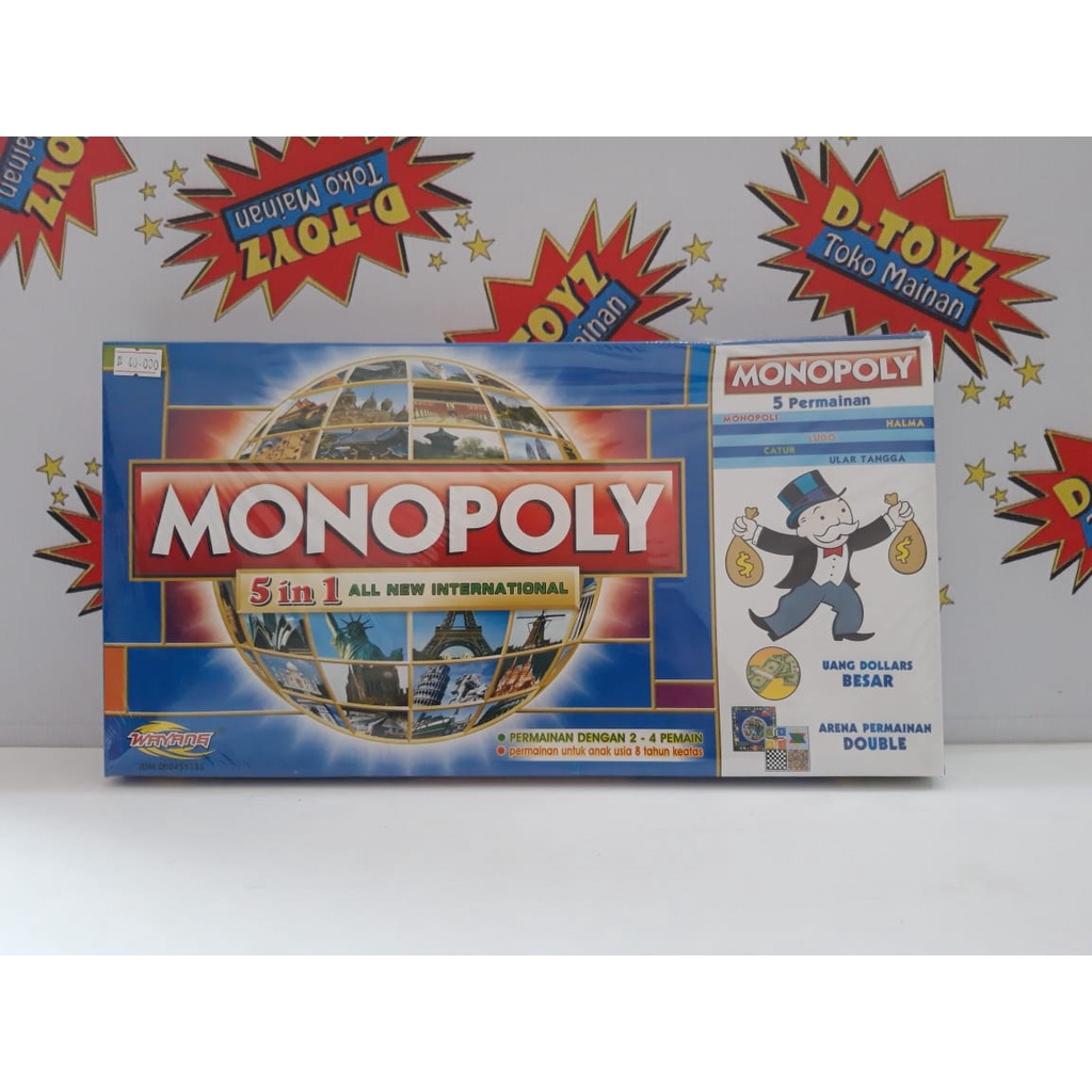 Gabybelle-Mainan Mono-poli 5in1 Mono-poli Halma Catur Ludo Ular tangga