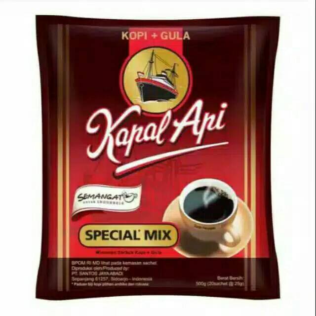 

KOPI Kapal Api Spesial Mix + Gula -- 10 Sachet x 23gr