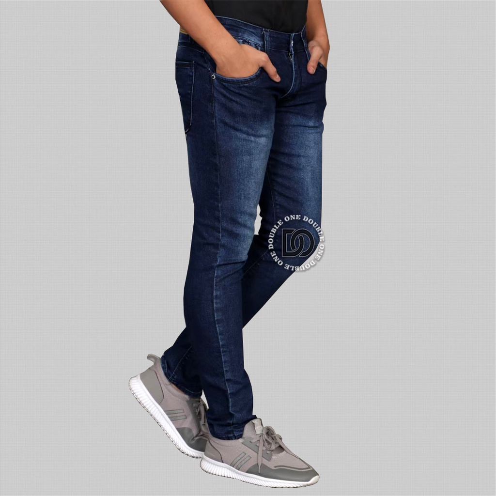 DOUBLE ONE Celana Jeans Panjang Pria Slim Fit Original FIFTEEN DENIM Bio Wash