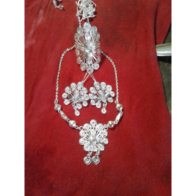 Perhiasan perak 1 set merak