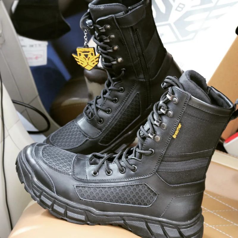 Sepatu PDL Tactical Boot Sarang Tawon Pdl Kulit Tni Polri Kordura Anti Air Resleting Merk Brotrher Saga