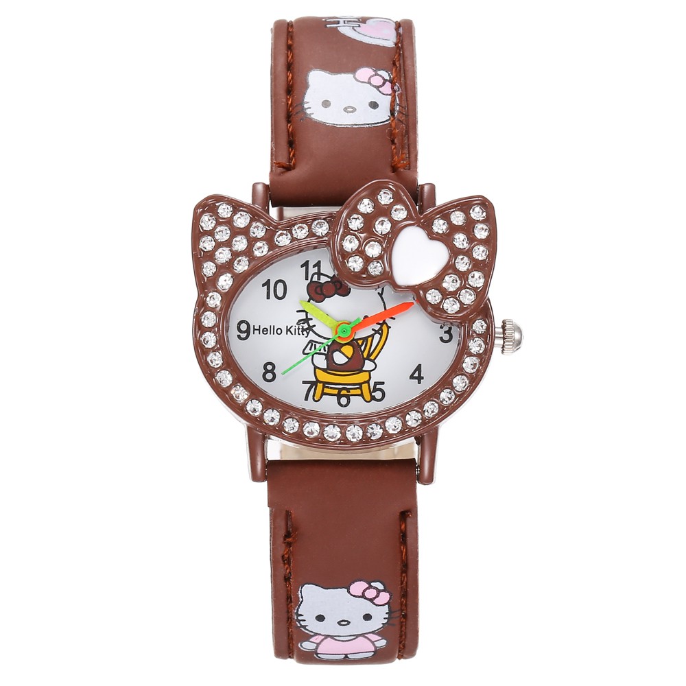 HELLO KITTY JAM TANGAN KULIT FASHION MURAH IMPOR HARGA GROSIR  JAM TANGAN MURAH CEWEK WATCH A22-kopi