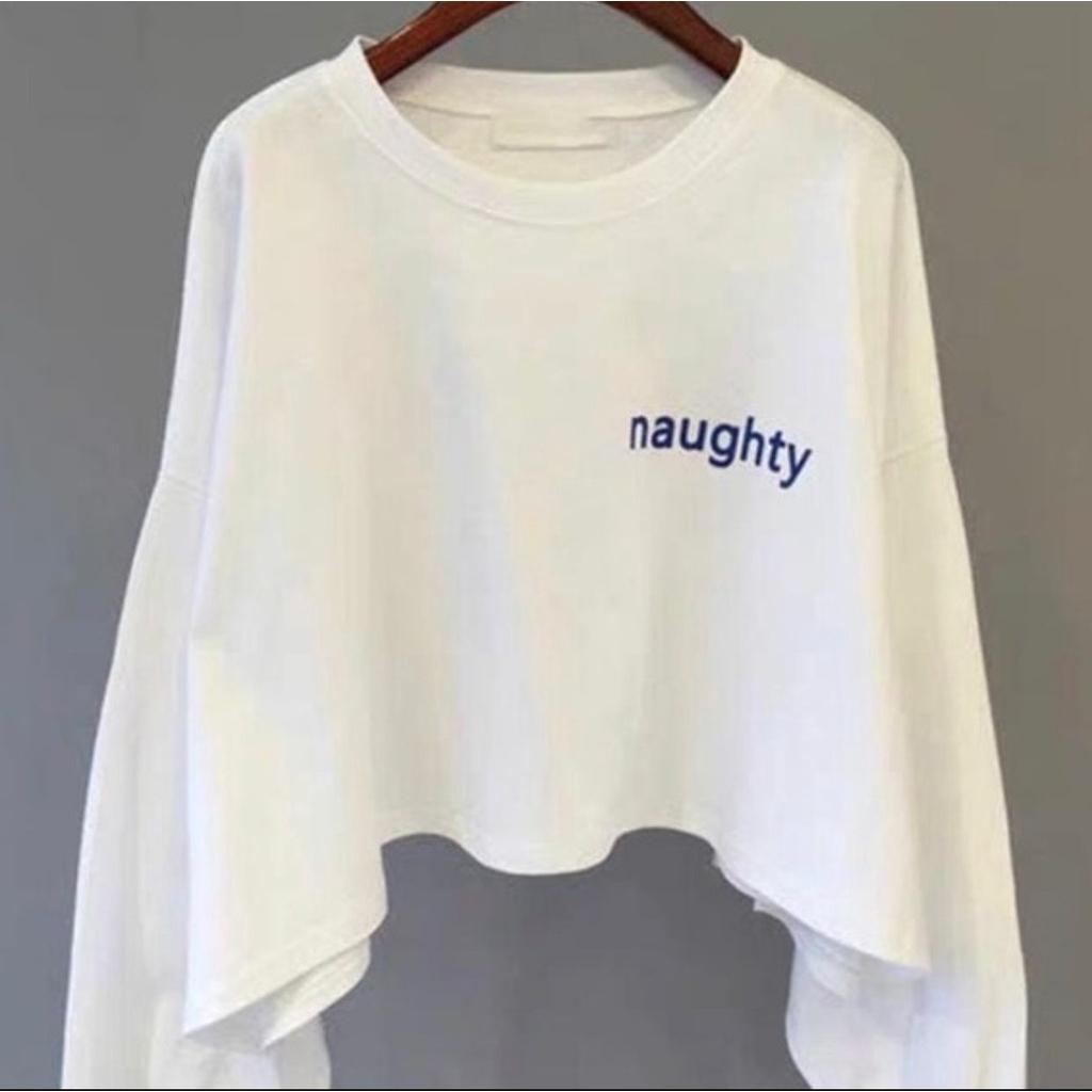 NAUGHTY SIMPLE SWEATER CROPE BAHAN FLEECE BAHAN FLEECE