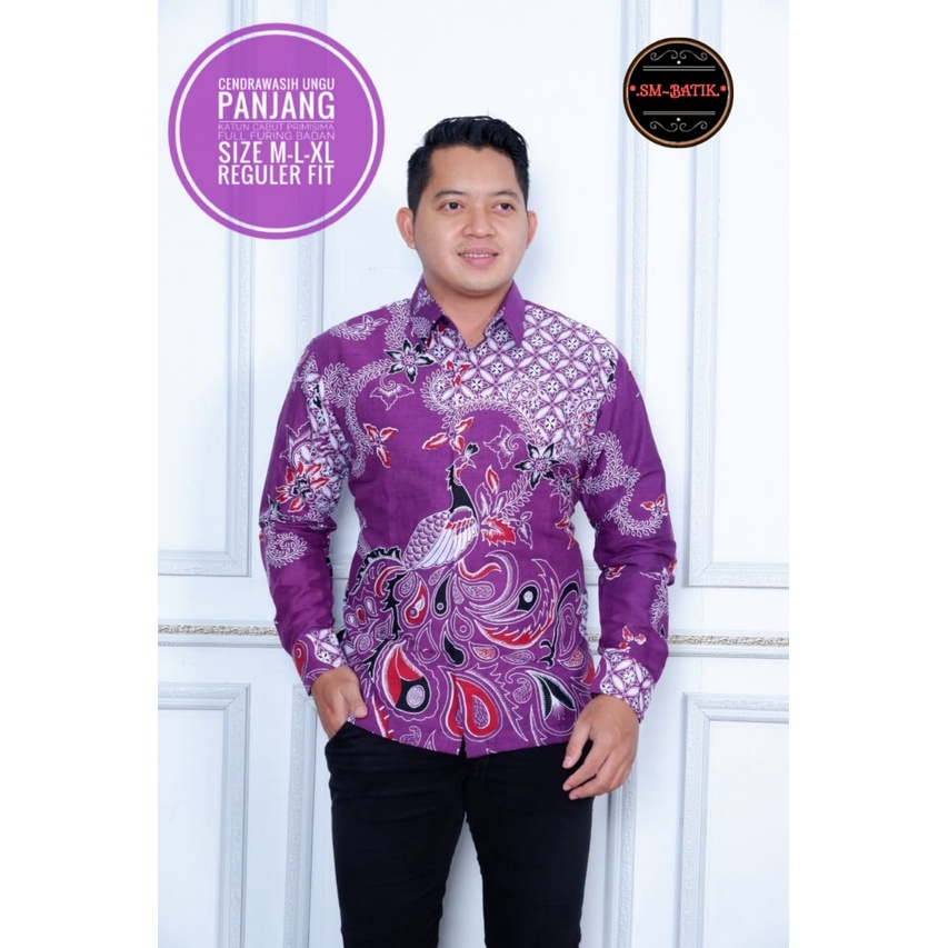 CENDRAWASIH UNGU Atasan Kemeja Batik Pria PREMIUM Lengan Panjang Katun Halus Lapis FURING SM BATIK MARTOWIRO Dewa wangsa Prastowo Proboseto kuning Rajaswa Jayanegara Mahesa Hanung Kencono Bondowoso Joglo ungu Suket Segoro Astaguna  mahkota