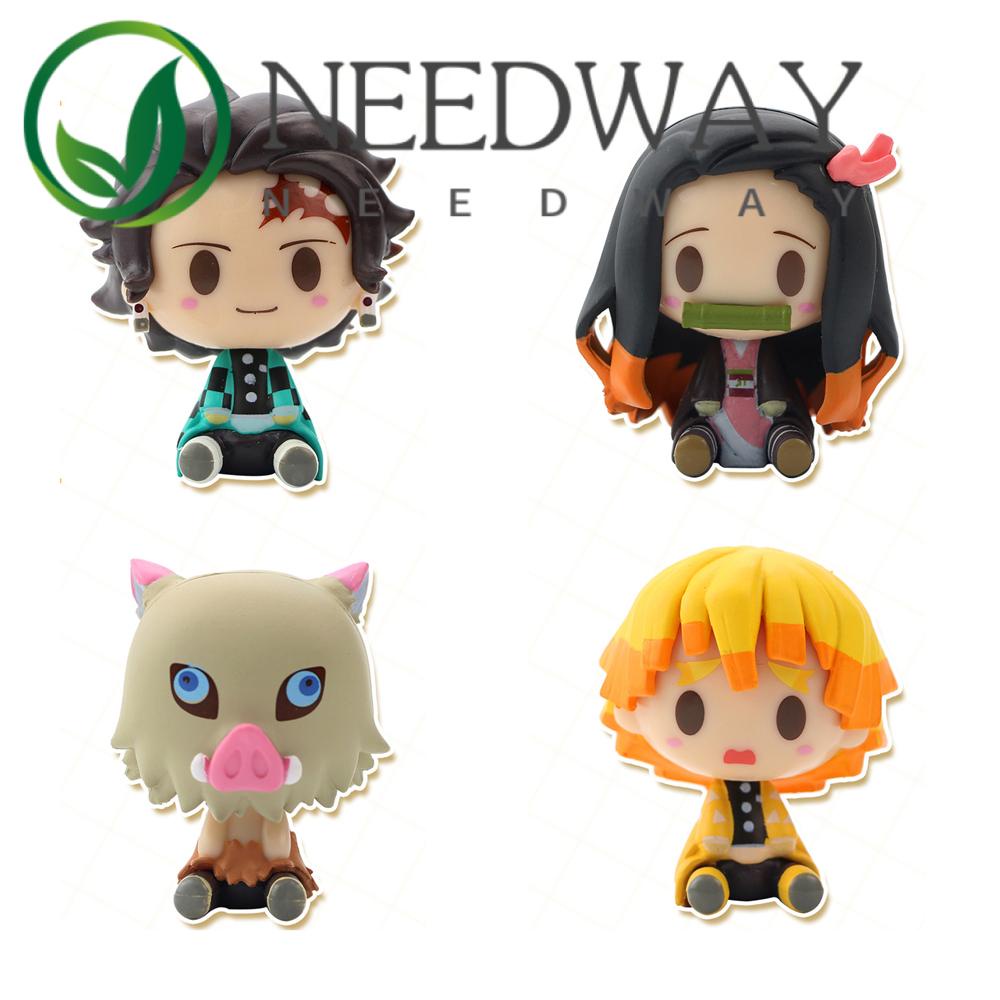 Needway  Cute Model Toy Q Version Anime Model Figure Model Kamado Tanjirou Demon Slayer 4 Style/Set Japan Anime Kamado Nezuko Hashibira Inosuke Sleeping Action