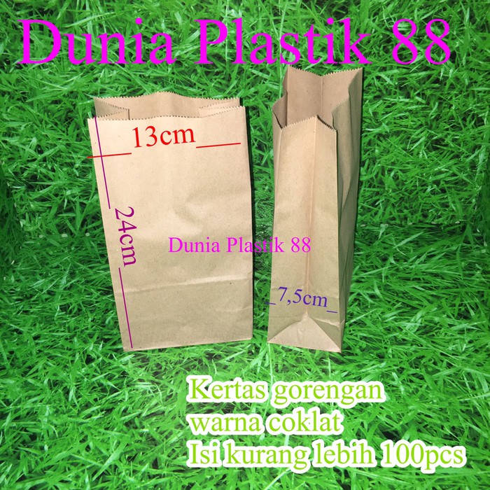

DP104 isi100pcs KANTONG KERTAS Warna COKLAT paper bag flat gorengan food kue