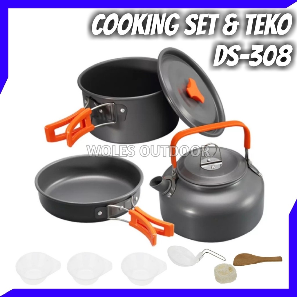 cookingset / cooking set / nesting dengan teko / ceret DS308 | Shopee