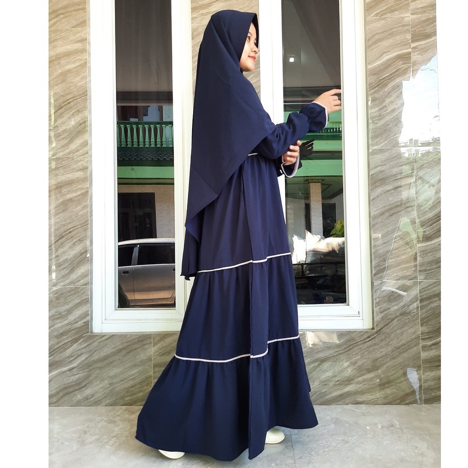 Gamis Wolfis Susun Set Hijab Pet Anthem/ Gamis Wolfis Syar'i Set Hijab