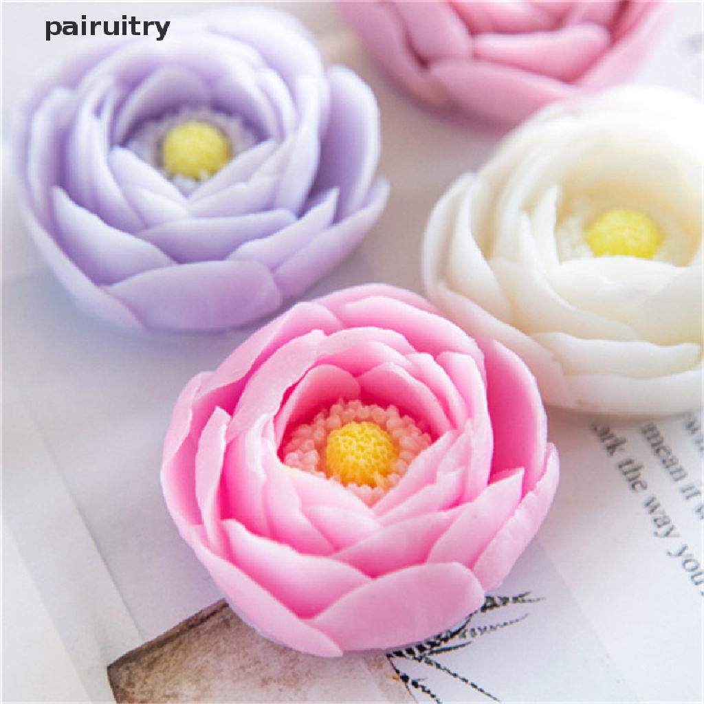 Cetakan Lilin / Sabun Handmade Bentuk Bunga Peony Bahan Silikon Untuk Dekorasi Kue