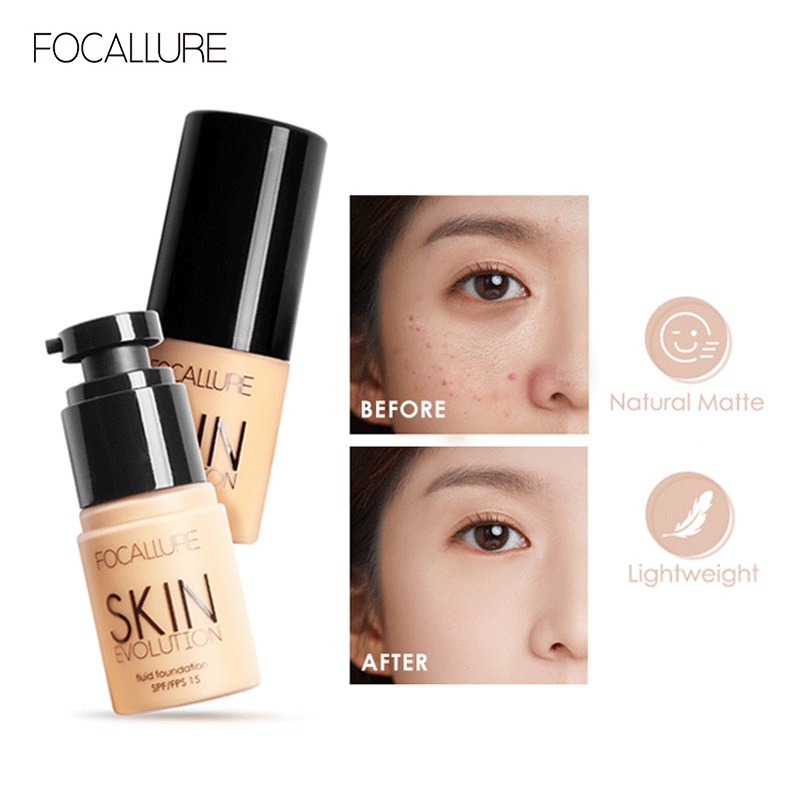 FOCALLURE Long Lasting Foundation Oil Control Full Coverage Fluid Foundation  Face Makeup