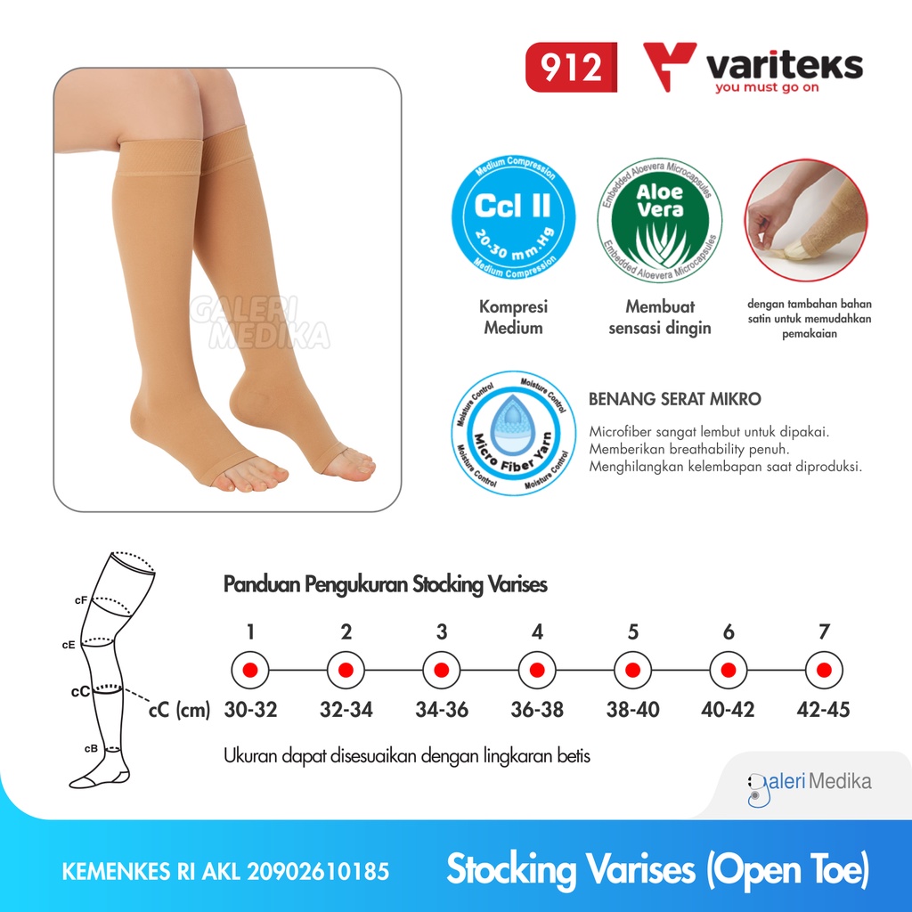 Stoking Varises / Stocking Varises Variteks 912 Kompresi Menengah 20-30mmHg Kelas 2 / Medium Compression CCL 2