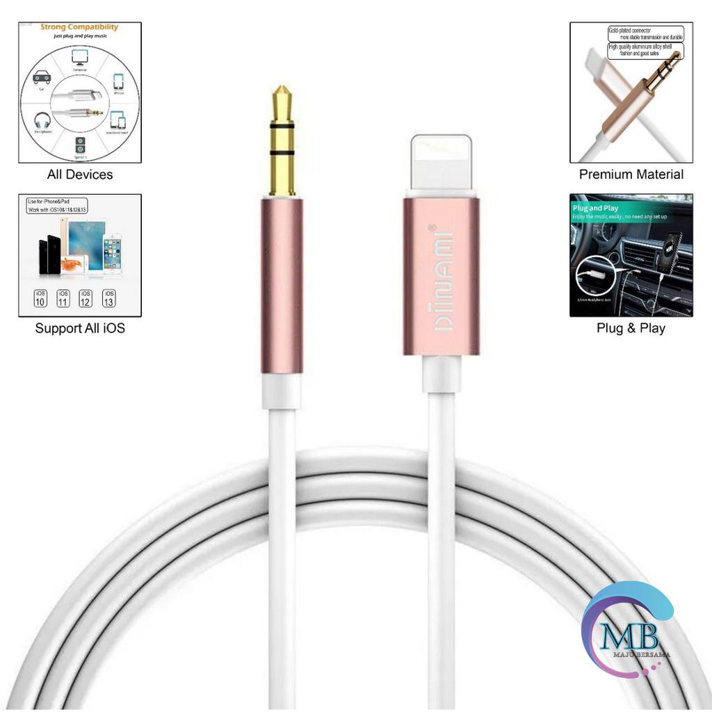 DIINAMI kabel iphone Lightning to aux 3.5mm   ,Type C To Jack 3.5MM Premium Nylon kabel Audio MB4820