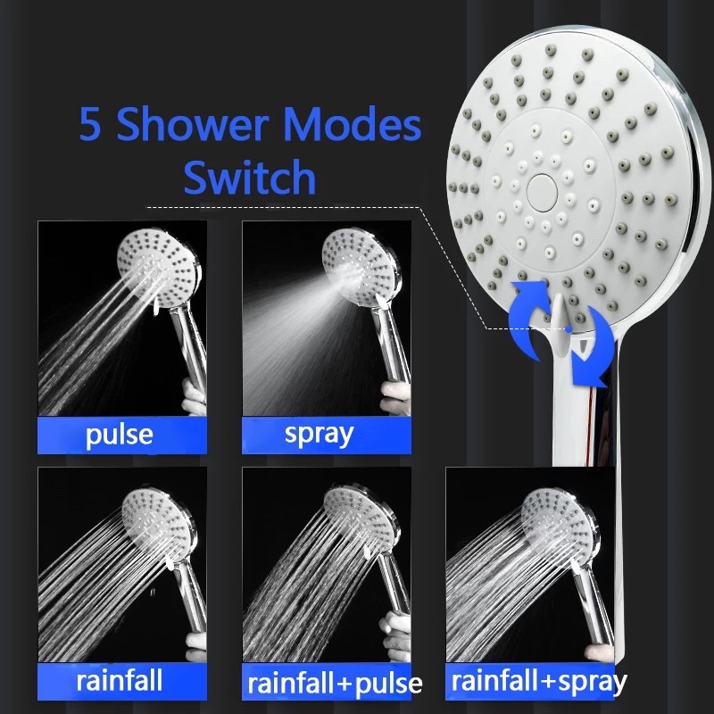 HS330 Shower Tiang Column Set Mandi Kran Panas Dingin Mixer Chrome