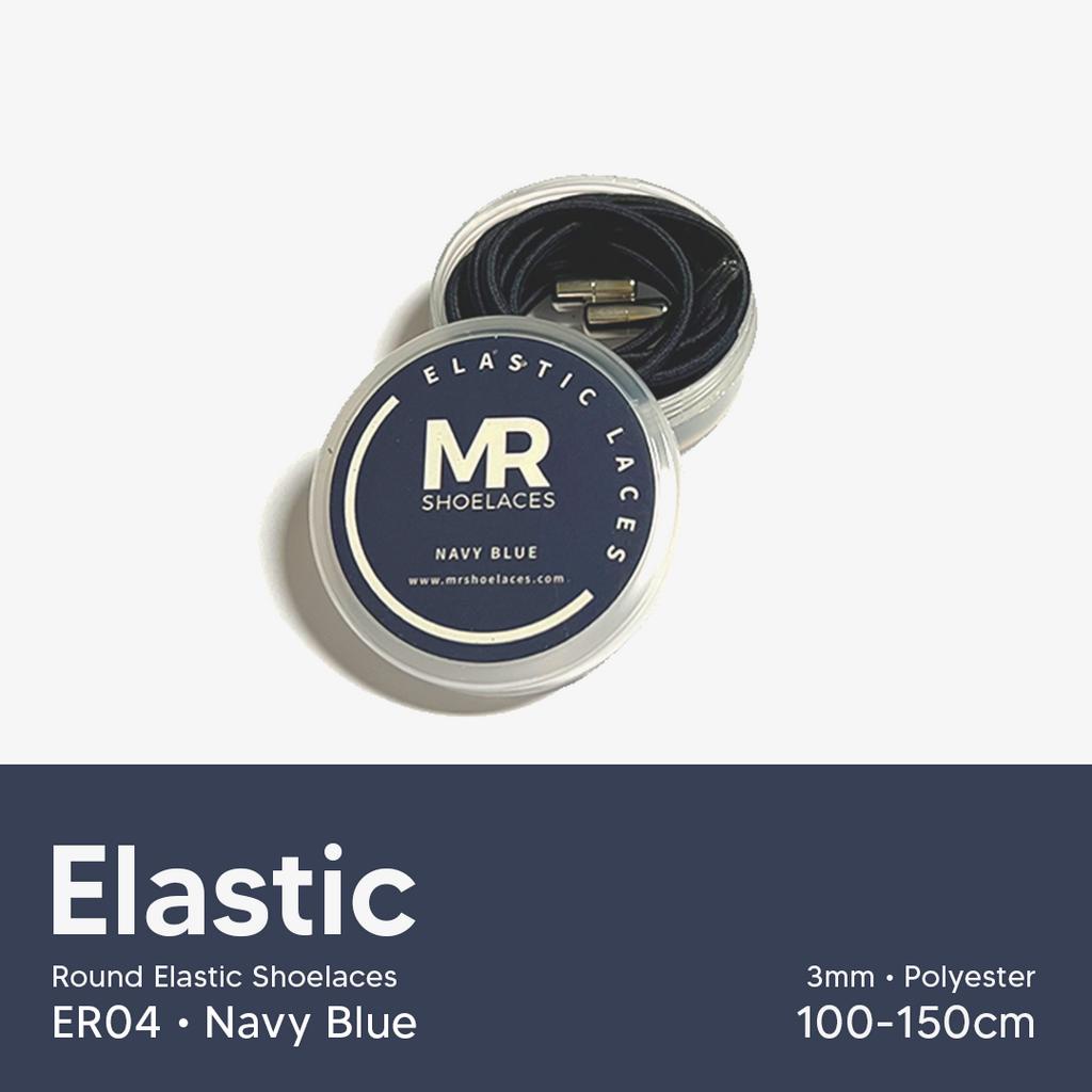 Original MR Shoelaces ER04 Elastic Navy Blue (Biru Navi) Tali Sepatu Bulat Round Elastis 80cm 100cm 120cm 150cm