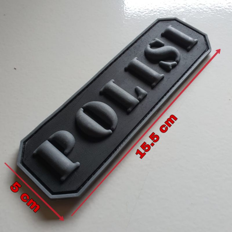 patch rubber PVC logo tulisan POLISI 3D timbul - rubber patch polisi - polri - tempelan emblem karet