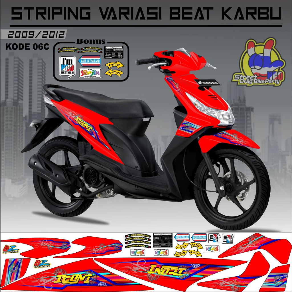 Striping Beat Karbu Stiker Beat Karbu kode 06