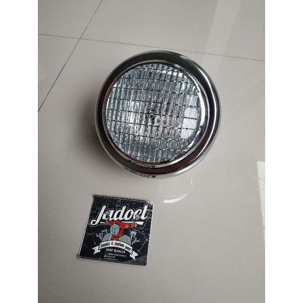 Headlamp Lampu Depan Motor Custom Japstyle Bulat RAM Grill 5,75 inch Chrome