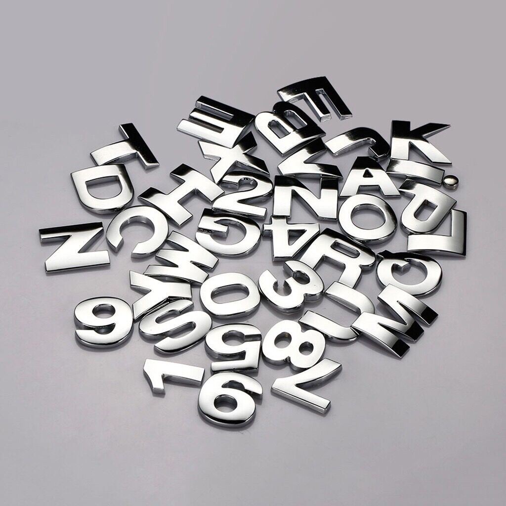 1 pc 25mm Stiker Emblem Model Alphabet Bahan Metal Warna Sillver DIY untuk Mobi