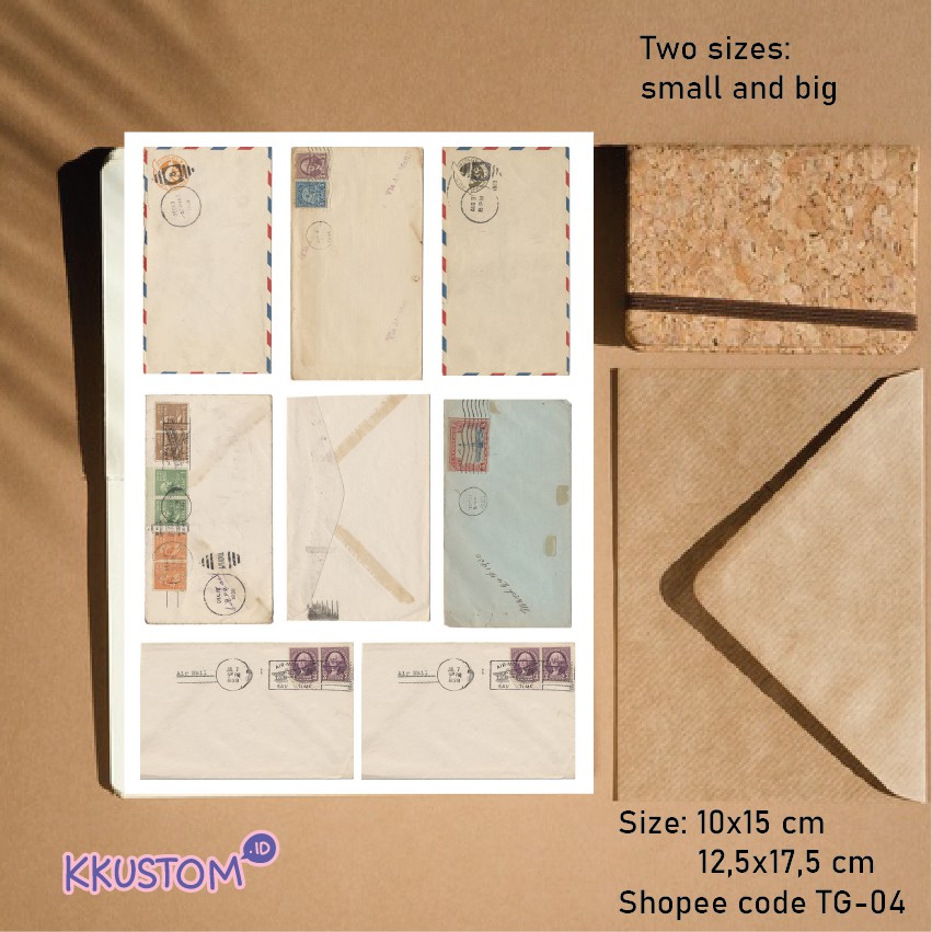 

TG-04 Sticker bujo old envelope stiker amplop vintage post card