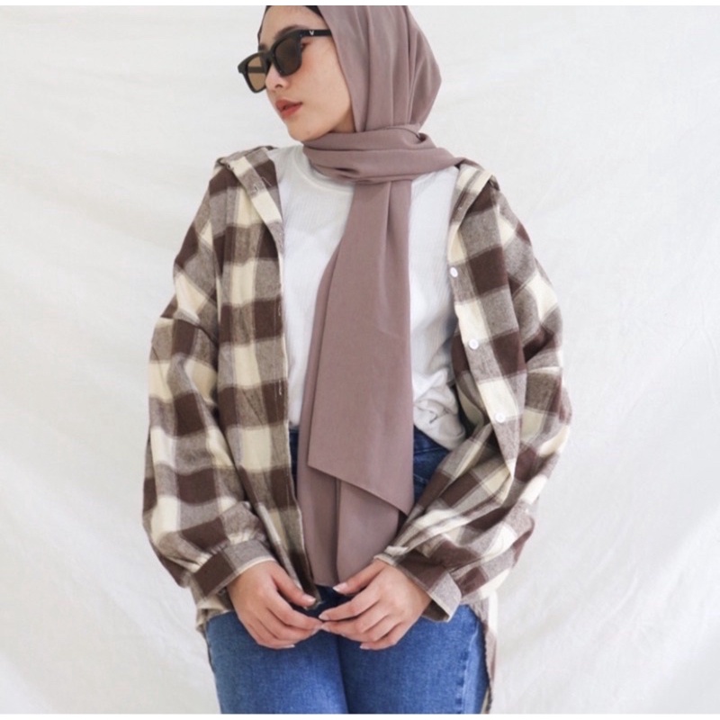 Kimberly Flanel Shirt / Kemeja Flanel / Kemeja Flanel Oversize-Mocacino Ld 120