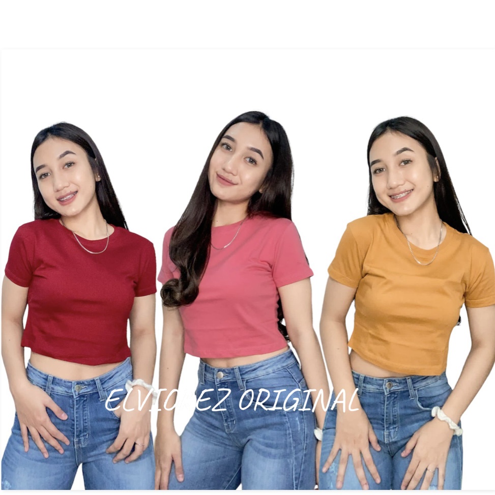 Kaos Crop Top Wanita Cotton Combed 24s