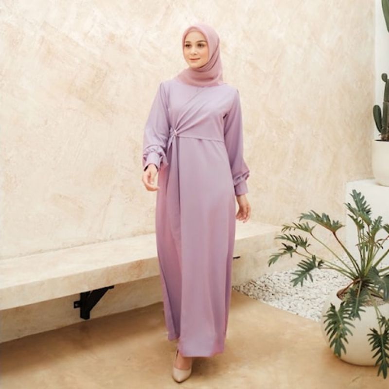 Raya dress korean style premium wedding dress party muslimah jumbo dress wanita muslim busui terbaru maxi dress kondangan brukat murah dress gamis ootd hijab kekinian gamis brukat jumbo gamis busui bumil polos terbaru gamis keluarga seragam couple-Lilac