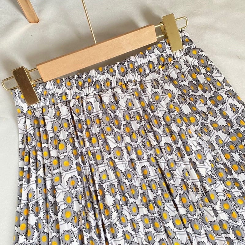 ROK PLISKET MOTIF FULL SUNFLOWERS //  ROK PLISKET MOTIF MATAHARI KECIL