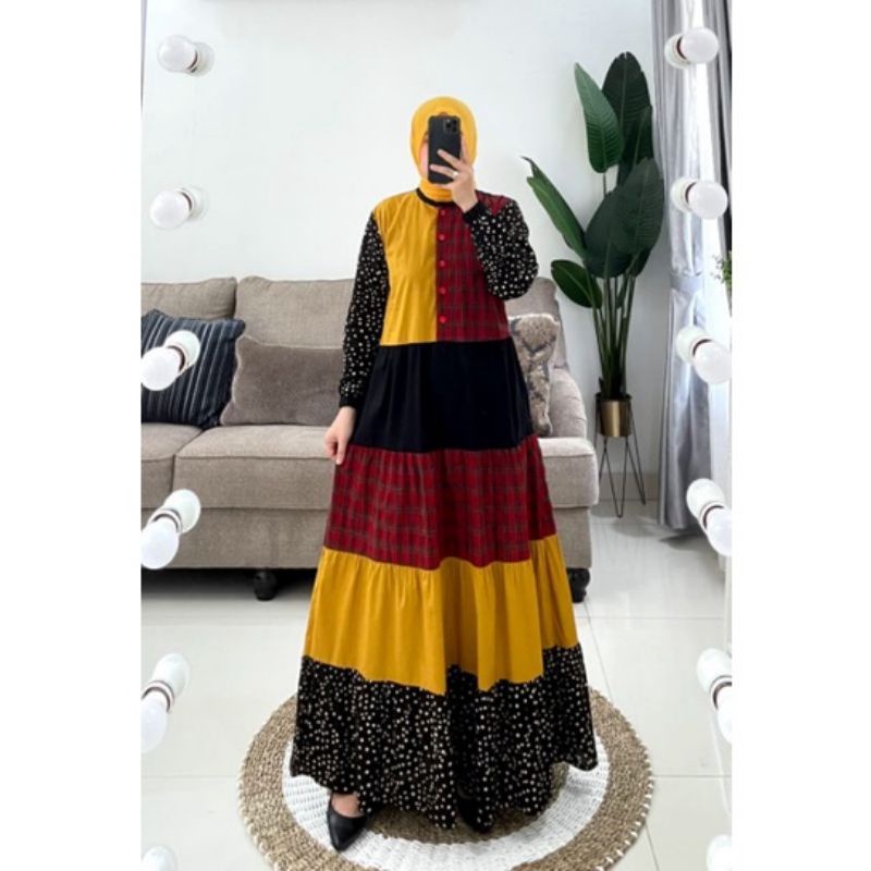 gamis susun motif by syaina semut