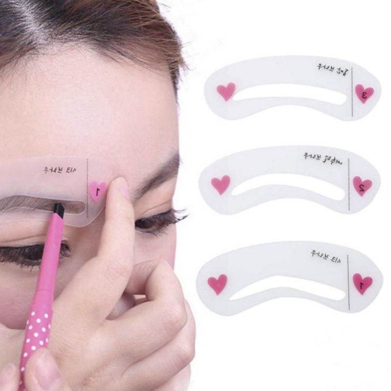 Cetakan Alis 3 IN 1 / Mini Eyebrow Template Kit 3in1 / Pencetak Alis 3 Bentuk Alis Import