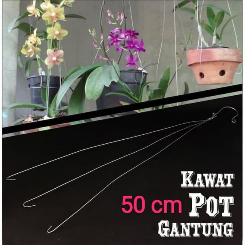 Kawat Pot Gantung 50 cm kawat gantung pot kaki tiga kawat stainless kawat bonsai kawat anggrek