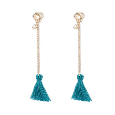 LRC Anting Tusuk Bohemia Padparadscha Diamond Decorated Tassel Design Alloy Stud Earring