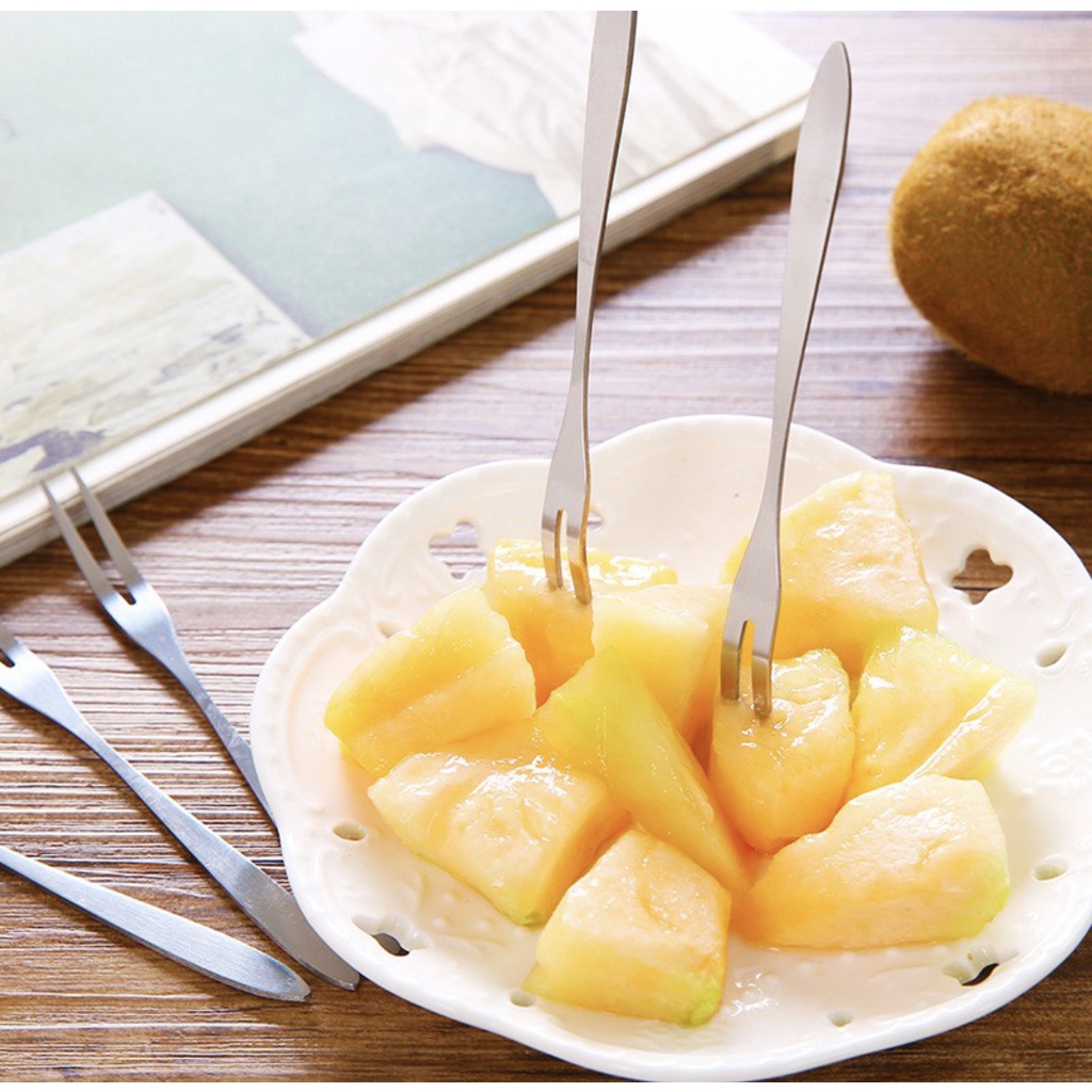 [BISA COD] Garpu Kue Isi 6 pcs Stainless Garpu Buah Garpu Mini Garpu Dessert Tusukan Makanan Murah Terjangkau