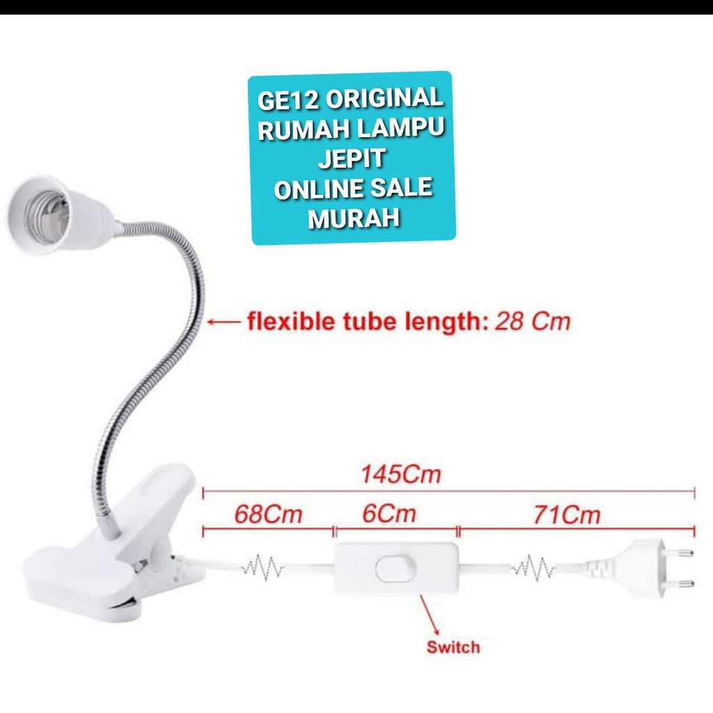 G12 Original rumah lampu belajar jepit lampu baca fitting e27 clamp led light power terang saklar mesin fleksibel belalai lentur lamp meja emergency bohlam penerangan hias Senter gantung sorot dinding  Bisa segala jenis lampu  Lampu Meja Jepit Fleksibel F
