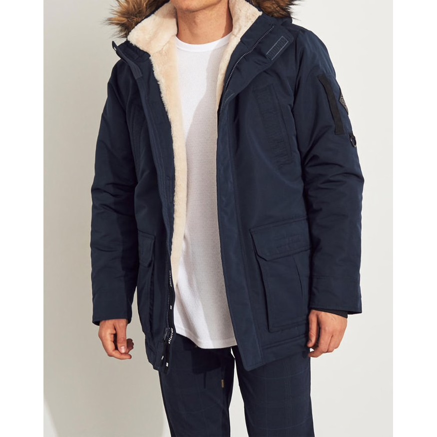 hollister faux fur lined parka