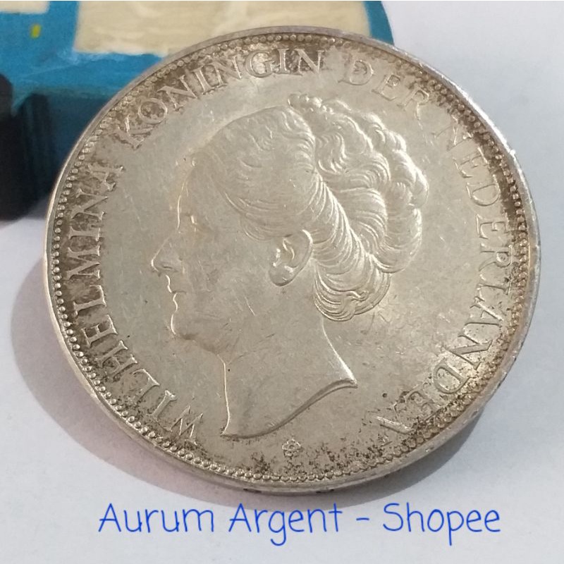 SWILH2.5G-61.. 1 PC KOIN PERAK KUNO ASLI 2.5 GULDEN WILHELMINA TH 1931. -- SILVER COIN --