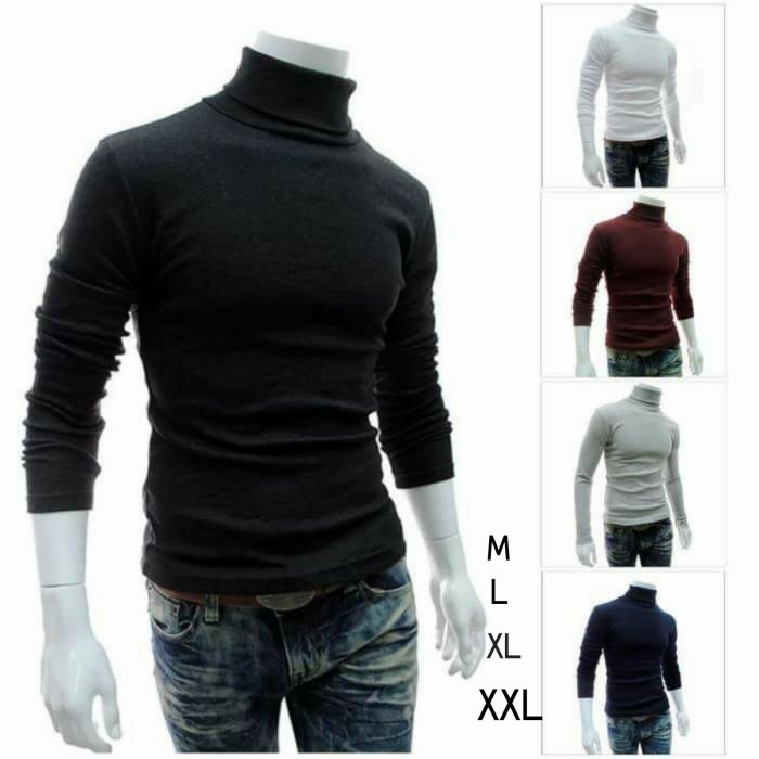 Kaos polos leher turtleneck kaos pria korea kaos panjang leher tinggi
