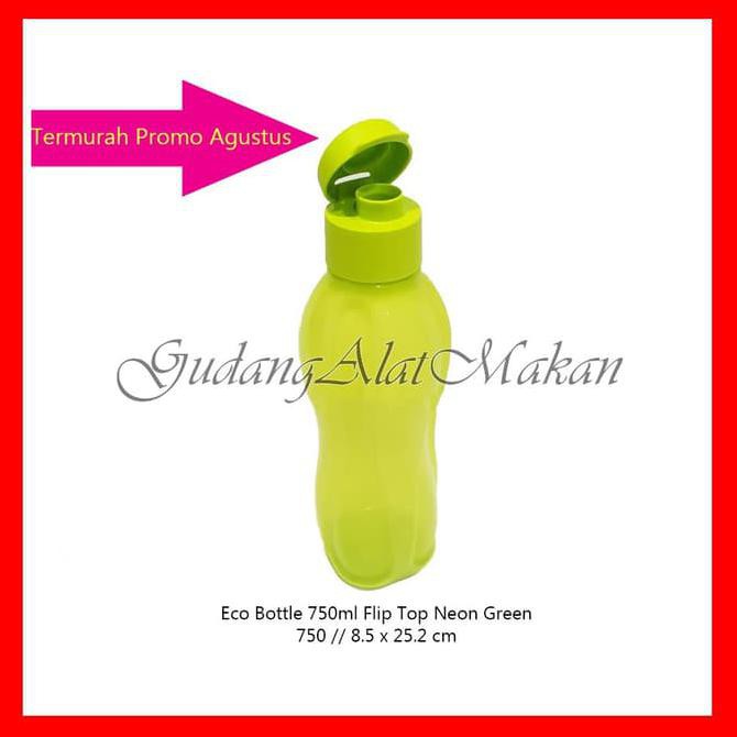 Promo Tupperware Eco Bottle 750ml Hijau Neon tempat minum botol air Diskon