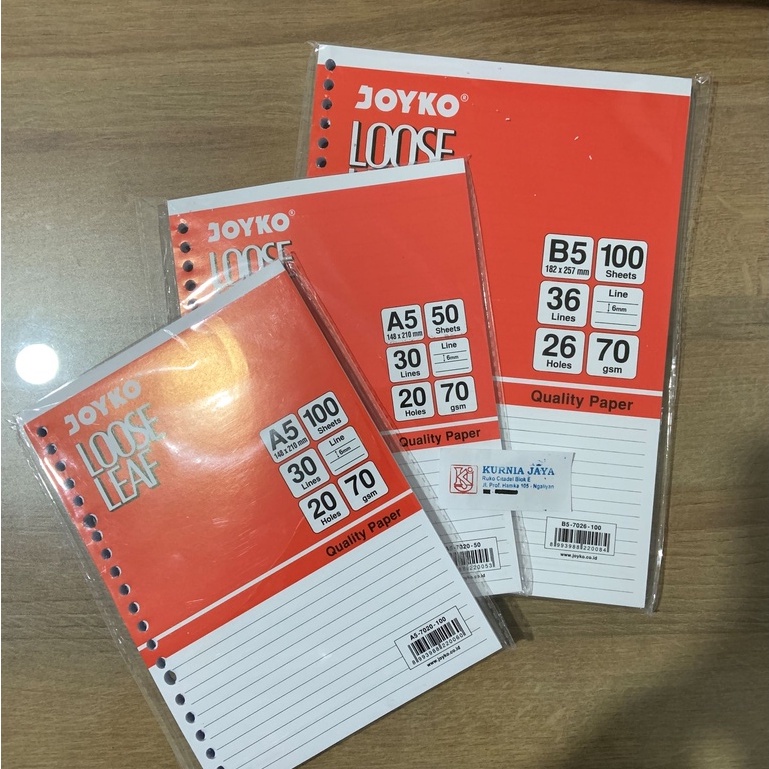 

JOYKO Loose Leaf Line/ Isi Binder Garis A5/B5 50 lembar /100 lembar