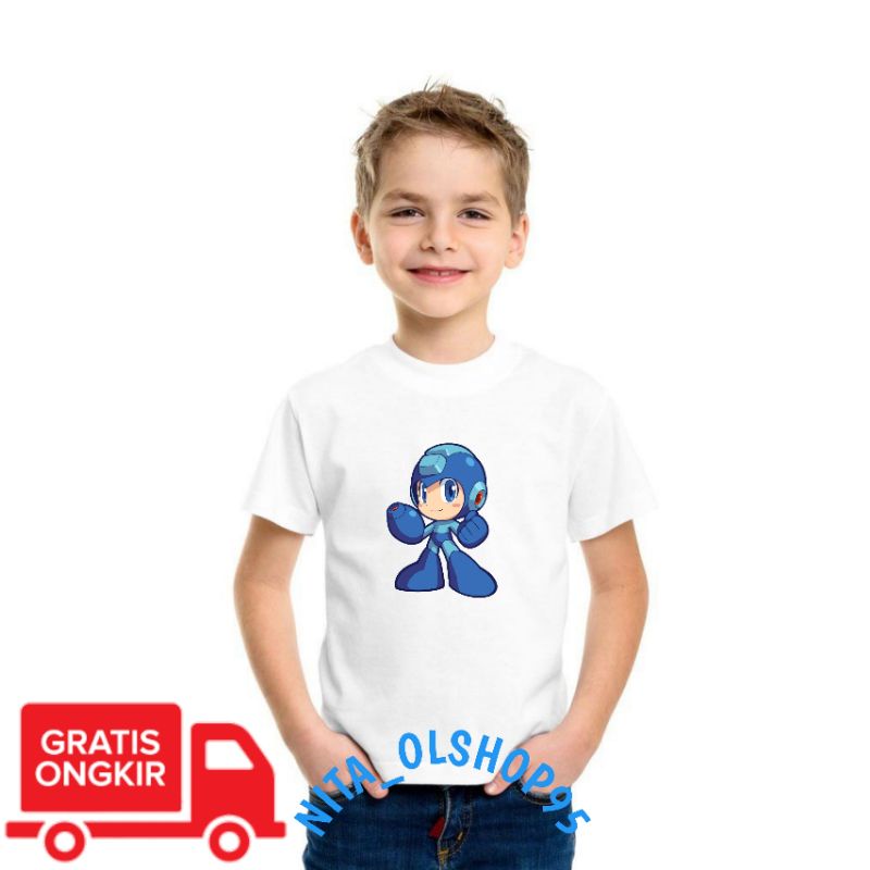 baju anak megaman , baju anak gambar robot , Mega man