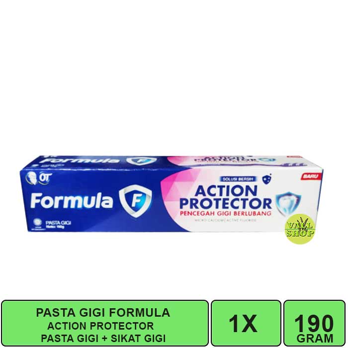 VSHOP. PASTA GIGI FORMULA ACTION PROTECTOR 190 GRAM / ACTION STRONG 160 GRAM + GRATIS SIKAT GIGI