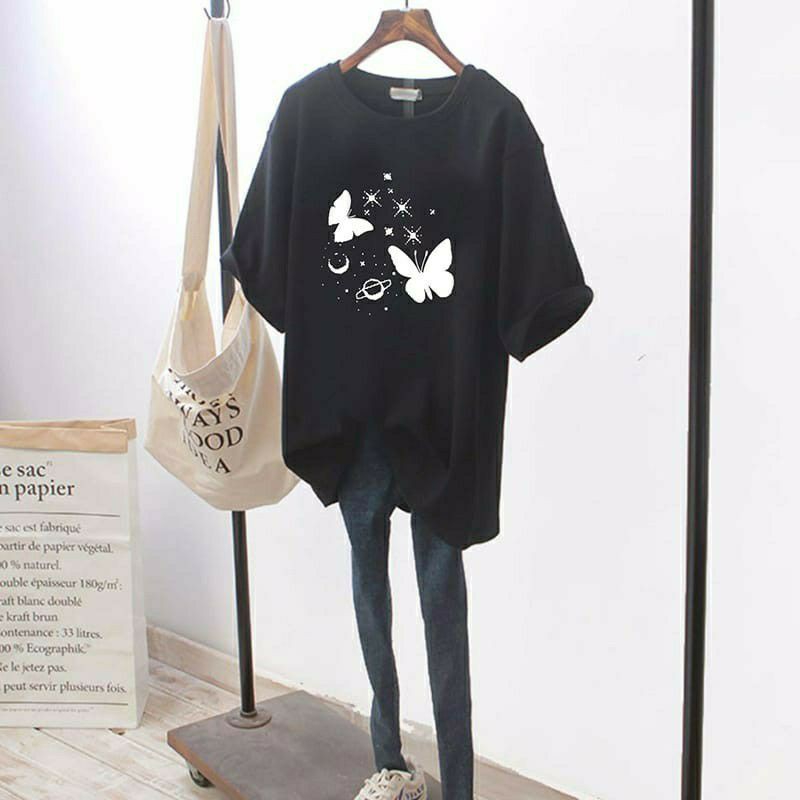 Tshirt Wanita Planet Butterfly Oversize Pakaian Wanita Big Size Fit XXXL