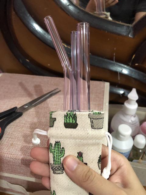 Full Set Bobba Glass Straw / Paket Sedotan Bobba Kaca