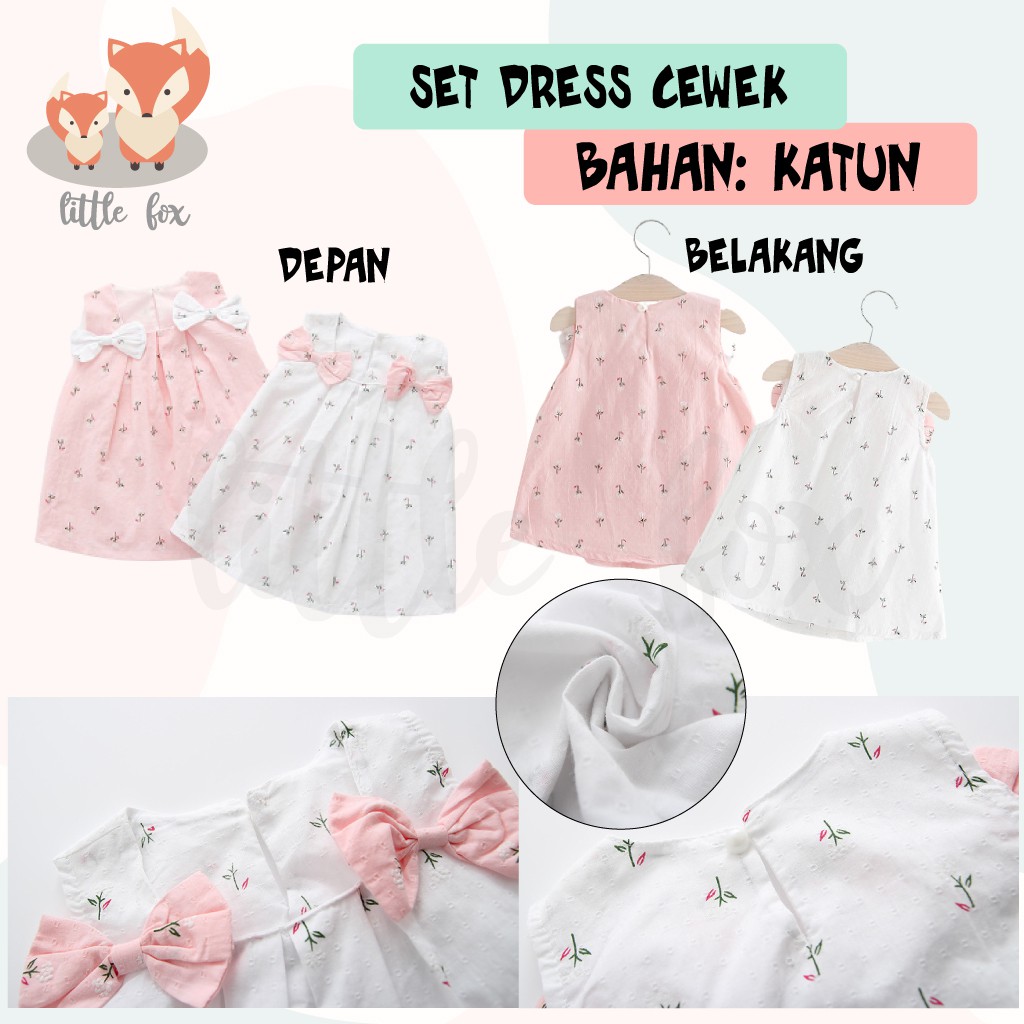 SETELAN PRINCESS DRESS ANAK GAUN BAYI SET TOPI CELANA ELEGAN PESTA BABY PEREMPUAN CEWEK MATERIAL LINEN