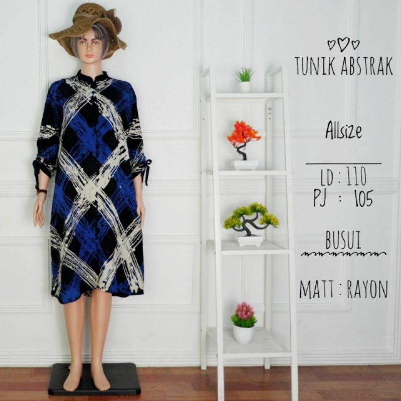 Tunik abstrak malam motif acak / tunik kancing depan / tunik batik / tunik BUSUI / KHAS PEKALONGAN /