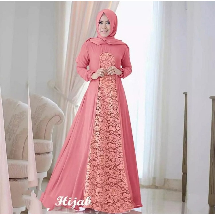 VVV Olshop Hijab Syahrini Pink / Dress Muslim Wanita / Gamis Muslim Terbaru / Dress Lebaran / Dress 
