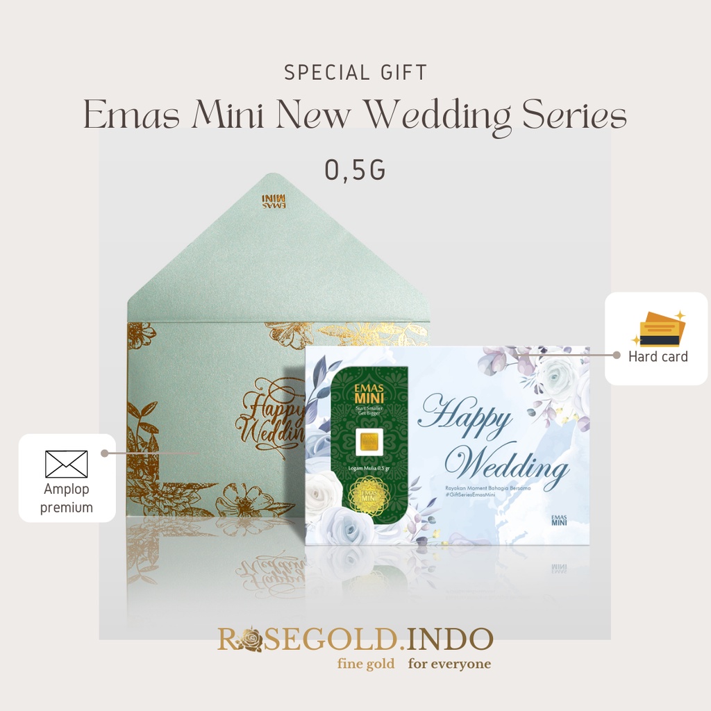 Gift Series Edisi Wedding Emas Mini Logam Mulia 0.5 dan 1g