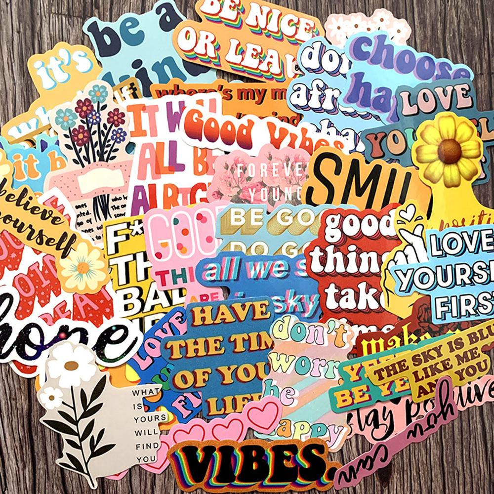 40pcs Stiker Kata-Kata Warna-Warni Untuk Dekorasi Scrapbook
