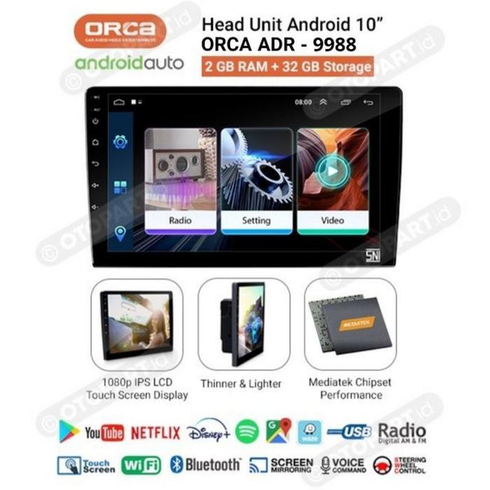 Double din Android 10 inch ORCA ADR - 1088 Head Unit ANDROID ORCA ADR 1088 Tape Mobil ANDROID ORCA