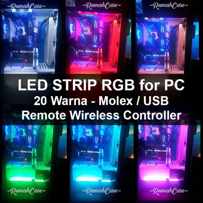 Casing Led Strip Rgb Molex Usb Remote Wireless Pc Gaming Mod Lampu Komputer